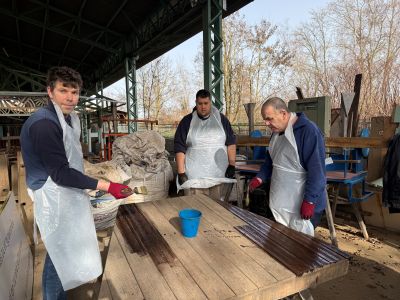 Chantier Ecomusé - atelier huile de lin